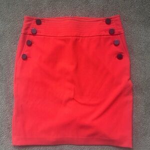 Women’s Red Button-Accent Pencil Skirt